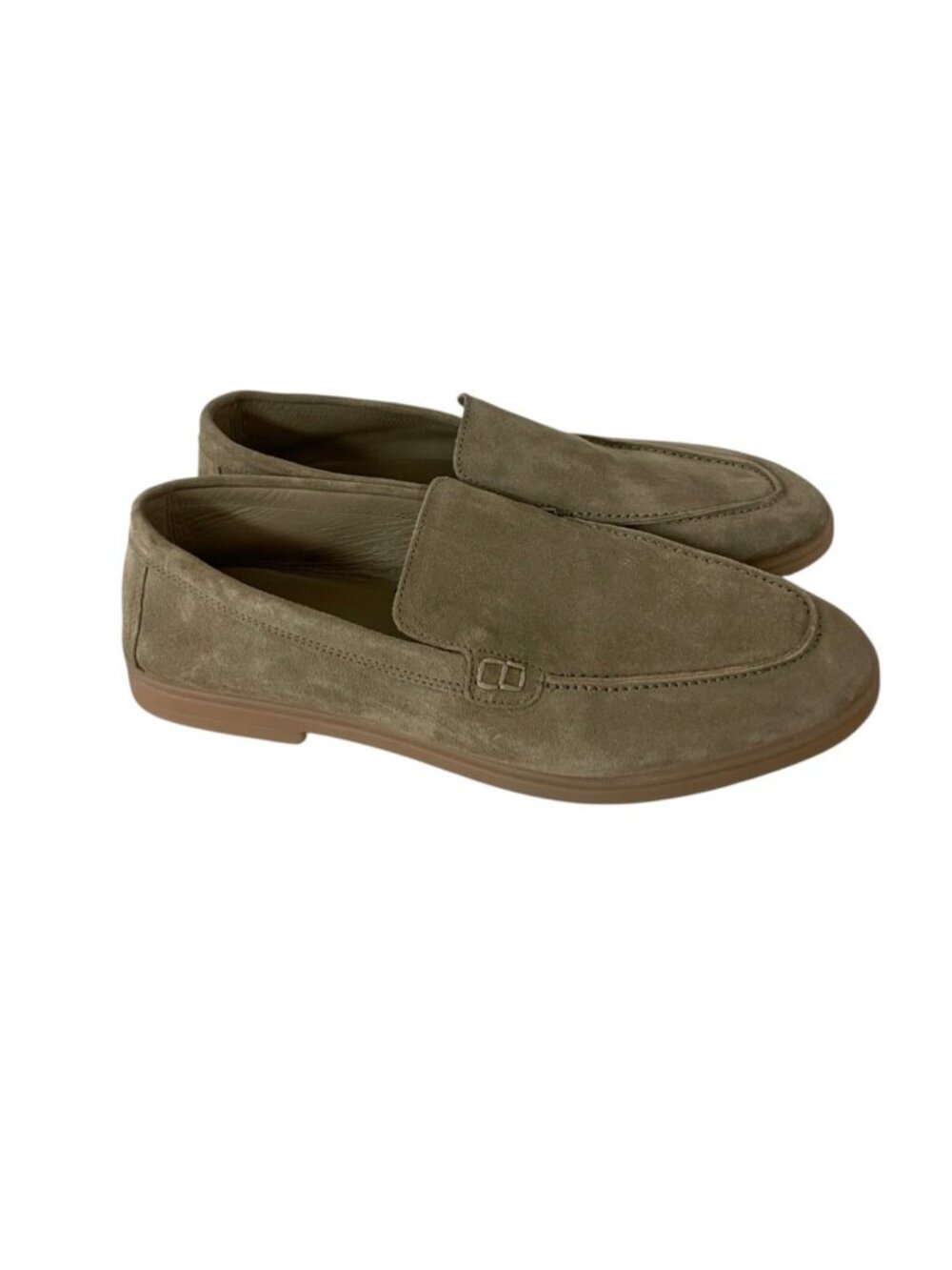 Massimo Dutti Womens Loafers EU 41 US 10 Suede Leather Khaki green 1550/550 NWOT